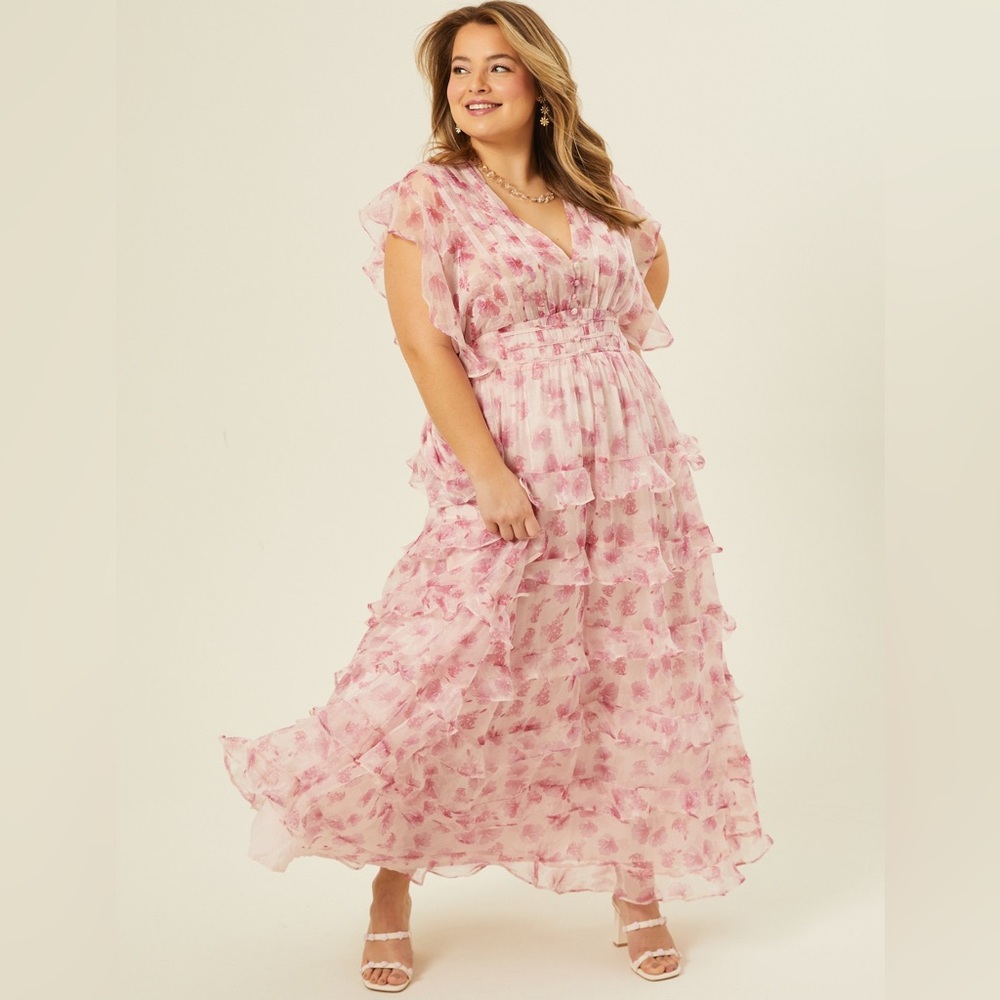 Arula Shackly Floral Ruffle Maxi Dress